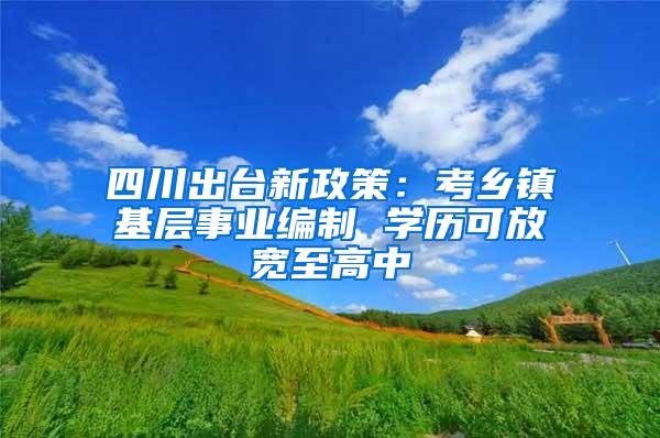 四川出台新政策：考乡镇基层事业编制 学历可放宽至高中