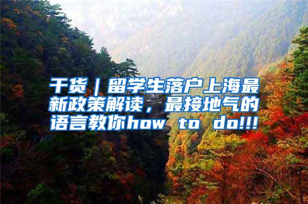 干货｜留学生落户上海最新政策解读，最接地气的语言教你how to do!!!