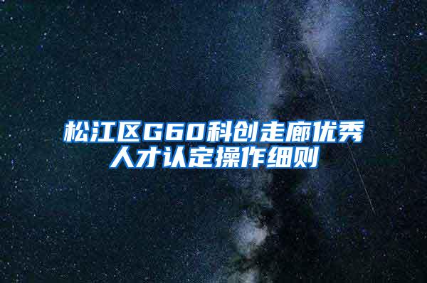 松江区G60科创走廊优秀人才认定操作细则