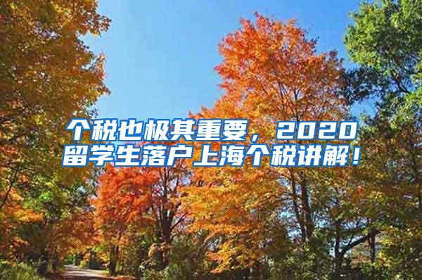 个税也极其重要，2020留学生落户上海个税讲解！