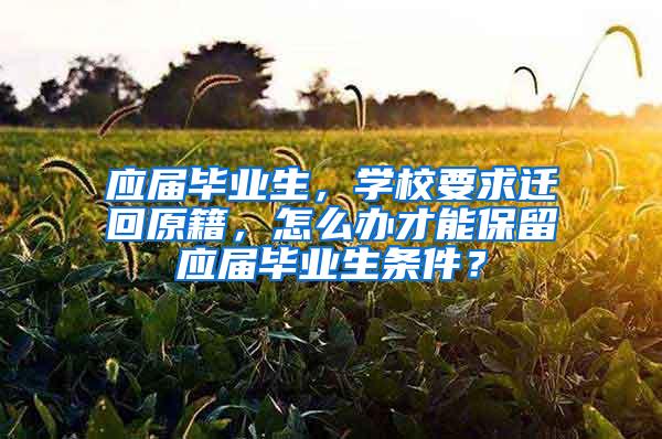 应届毕业生，学校要求迁回原籍，怎么办才能保留应届毕业生条件？