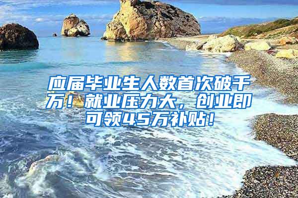 应届毕业生人数首次破千万！就业压力大，创业即可领45万补贴！