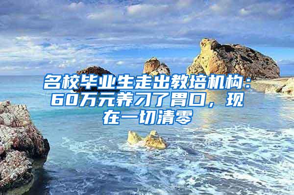 名校毕业生走出教培机构：60万元养刁了胃口，现在一切清零