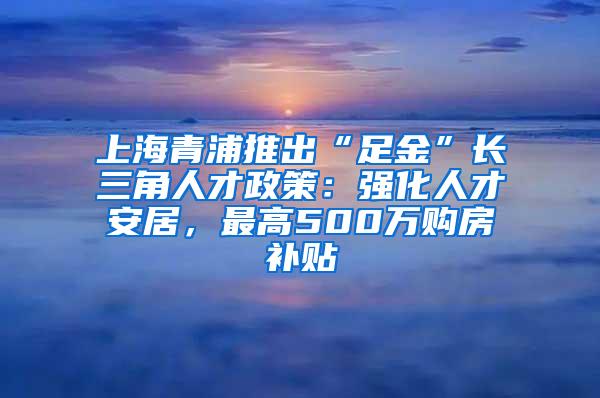 上海青浦推出“足金”长三角人才政策：强化人才安居，最高500万购房补贴