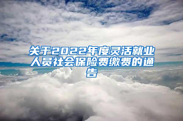 关于2022年度灵活就业人员社会保险费缴费的通告