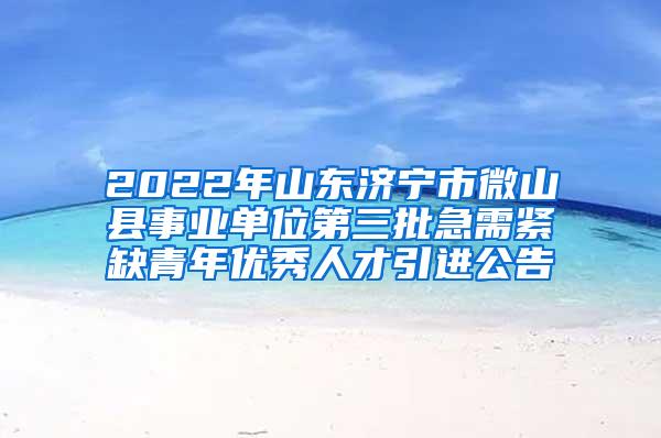 2022年山东济宁市微山县事业单位第三批急需紧缺青年优秀人才引进公告