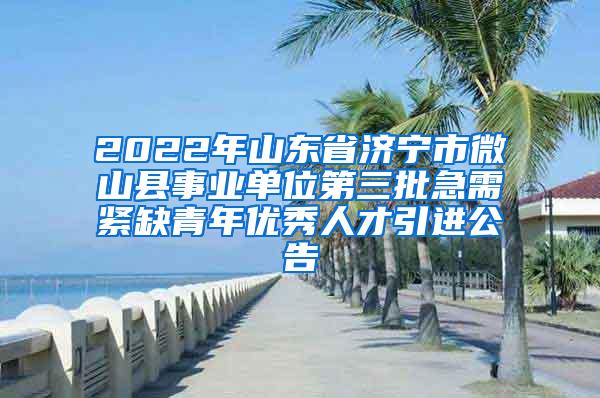 2022年山东省济宁市微山县事业单位第三批急需紧缺青年优秀人才引进公告