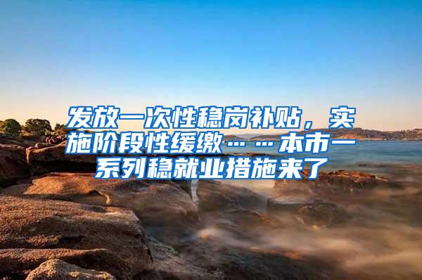 发放一次性稳岗补贴，实施阶段性缓缴……本市一系列稳就业措施来了