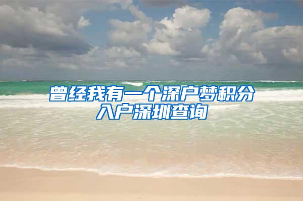 曾经我有一个深户梦积分入户深圳查询