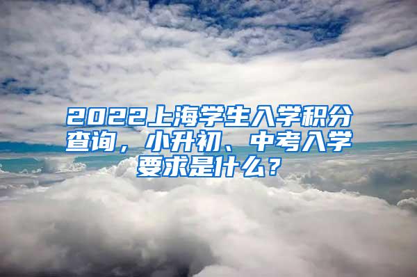 2022上海学生入学积分查询，小升初、中考入学要求是什么？