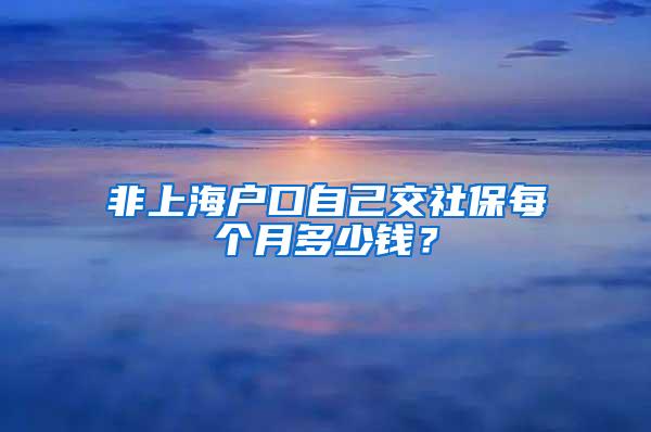 非上海户口自己交社保每个月多少钱？