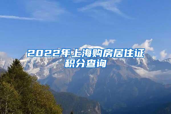 2022年上海购房居住证积分查询