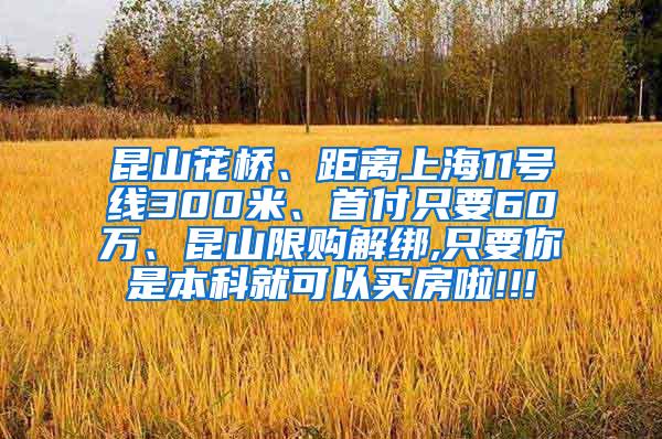 昆山花桥、距离上海11号线300米、首付只要60万、昆山限购解绑,只要你是本科就可以买房啦!!!