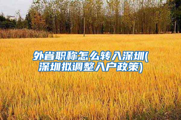 外省职称怎么转入深圳(深圳拟调整入户政策)