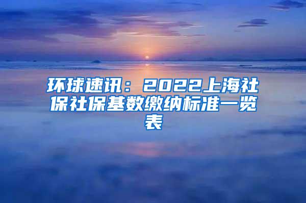 环球速讯：2022上海社保社保基数缴纳标准一览表