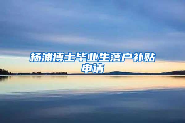 杨浦博士毕业生落户补贴申请