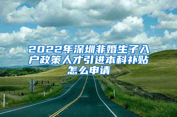 2022年深圳非婚生子入户政策人才引进本科补贴怎么申请