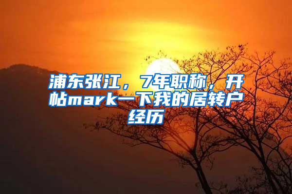 浦东张江，7年职称，开帖mark一下我的居转户经历