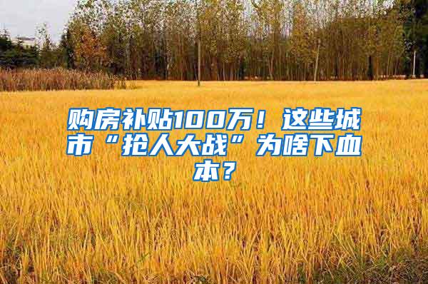 购房补贴100万！这些城市“抢人大战”为啥下血本？