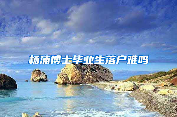 杨浦博士毕业生落户难吗