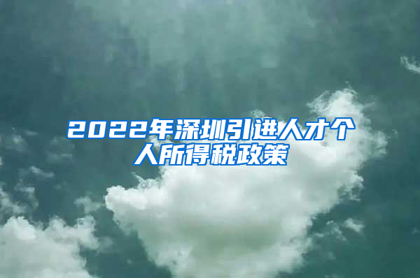 2022年深圳引进人才个人所得税政策