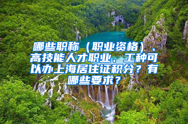 哪些职称（职业资格）、高技能人才职业、工种可以办上海居住证积分？有哪些要求？