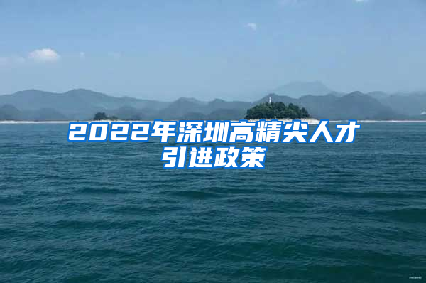 2022年深圳高精尖人才引进政策