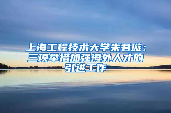 上海工程技术大学朱君璇：三项举措加强海外人才的引进工作