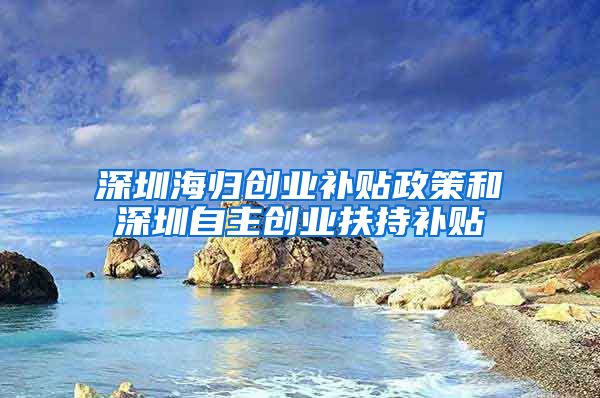 深圳海归创业补贴政策和深圳自主创业扶持补贴
