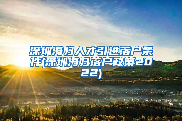 深圳海归人才引进落户条件(深圳海归落户政策2022)