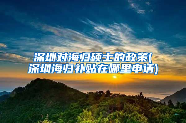 深圳对海归硕士的政策(深圳海归补贴在哪里申请)