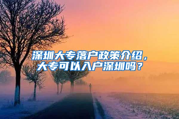 深圳大专落户政策介绍，大专可以入户深圳吗？