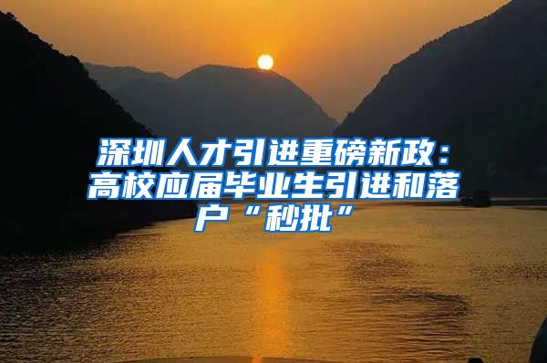 深圳人才引进重磅新政：高校应届毕业生引进和落户“秒批”