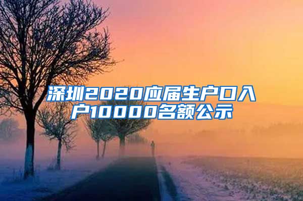 深圳2020应届生户口入户10000名额公示