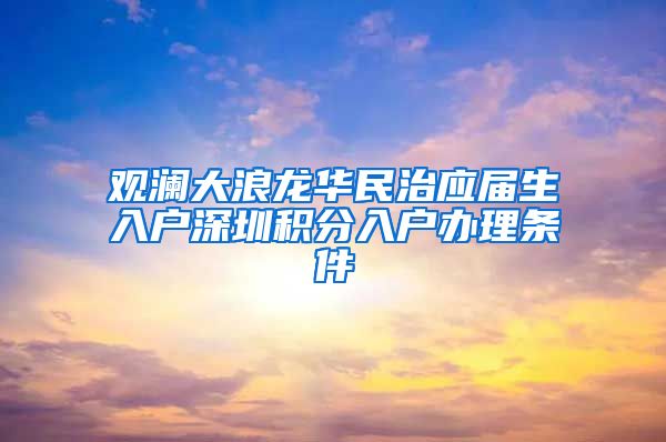 观澜大浪龙华民治应届生入户深圳积分入户办理条件