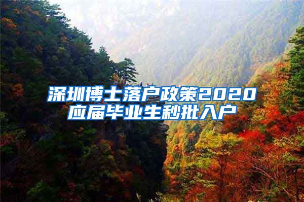 深圳博士落户政策2020应届毕业生秒批入户