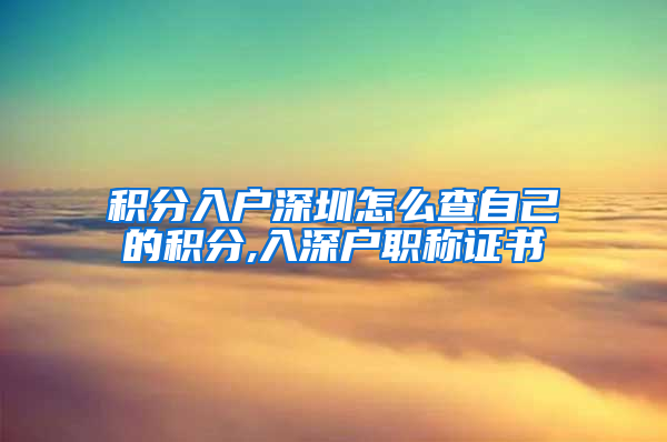 积分入户深圳怎么查自己的积分,入深户职称证书