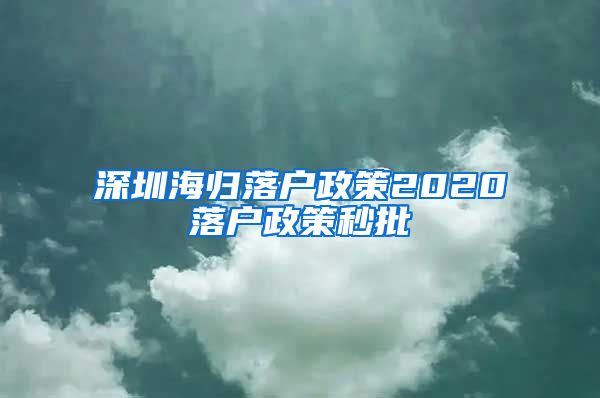 深圳海归落户政策2020落户政策秒批