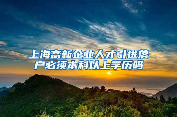 上海高新企业人才引进落户必须本科以上学历吗