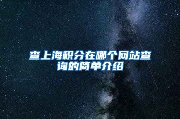 查上海积分在哪个网站查询的简单介绍