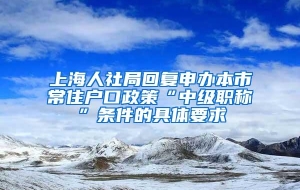 上海人社局回复申办本市常住户口政策“中级职称”条件的具体要求