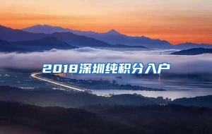 2018深圳纯积分入户