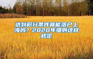 达到积分条件就能落户上海吗？2020年细则这样规定