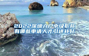 2022深圳入户中级职称有哪些申请人才引进补贴